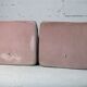 Cinna, pair of armchairs foam and velvet ras pink pale, France, circa 1970