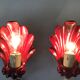 Pair of vintage shell ceramic wall lamps