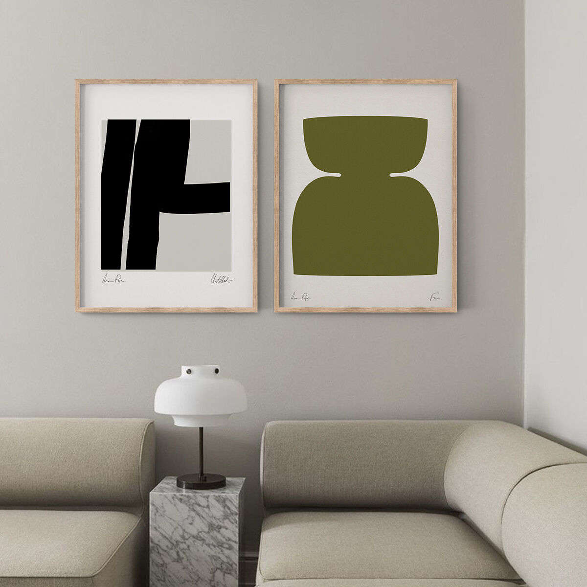 Pair of giclee prints, abstract wall art set of two