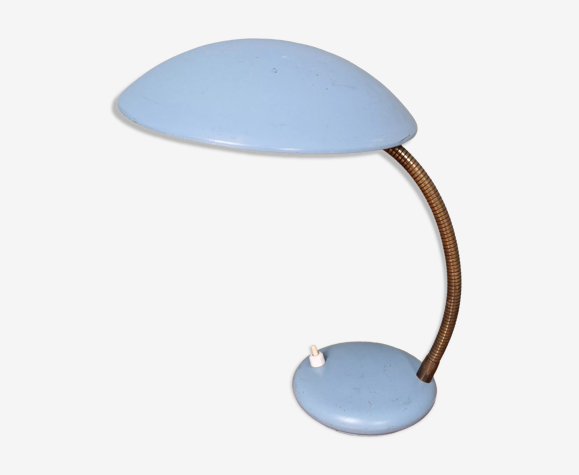 Lampe de bureau articulée en métal laqué bleu ciel, années 60