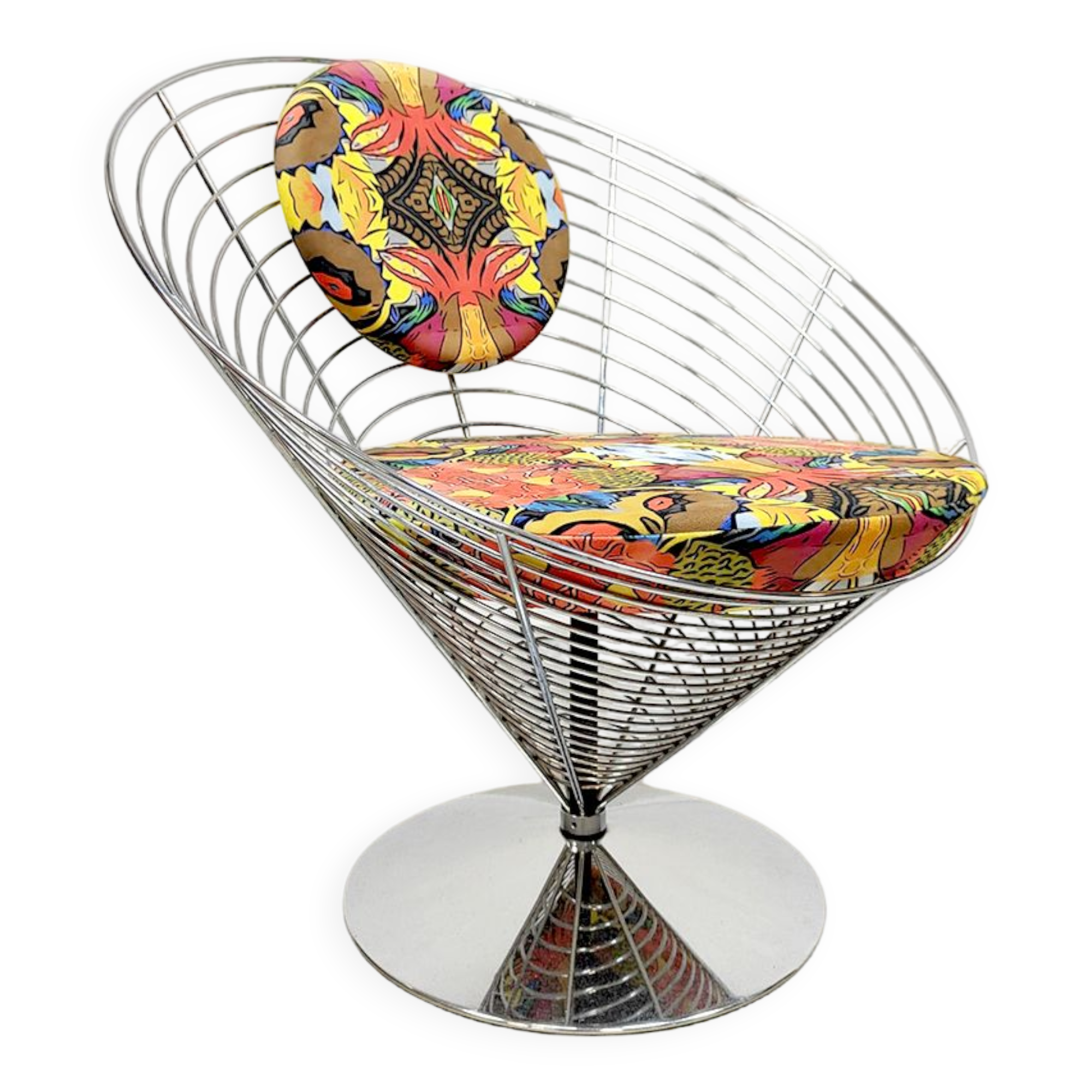 Vintage wire cone easy chair Fritz Hansen Verner Panton