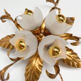 Gold plated XL ceiling lamp or wall lamp from Italy, 1970s