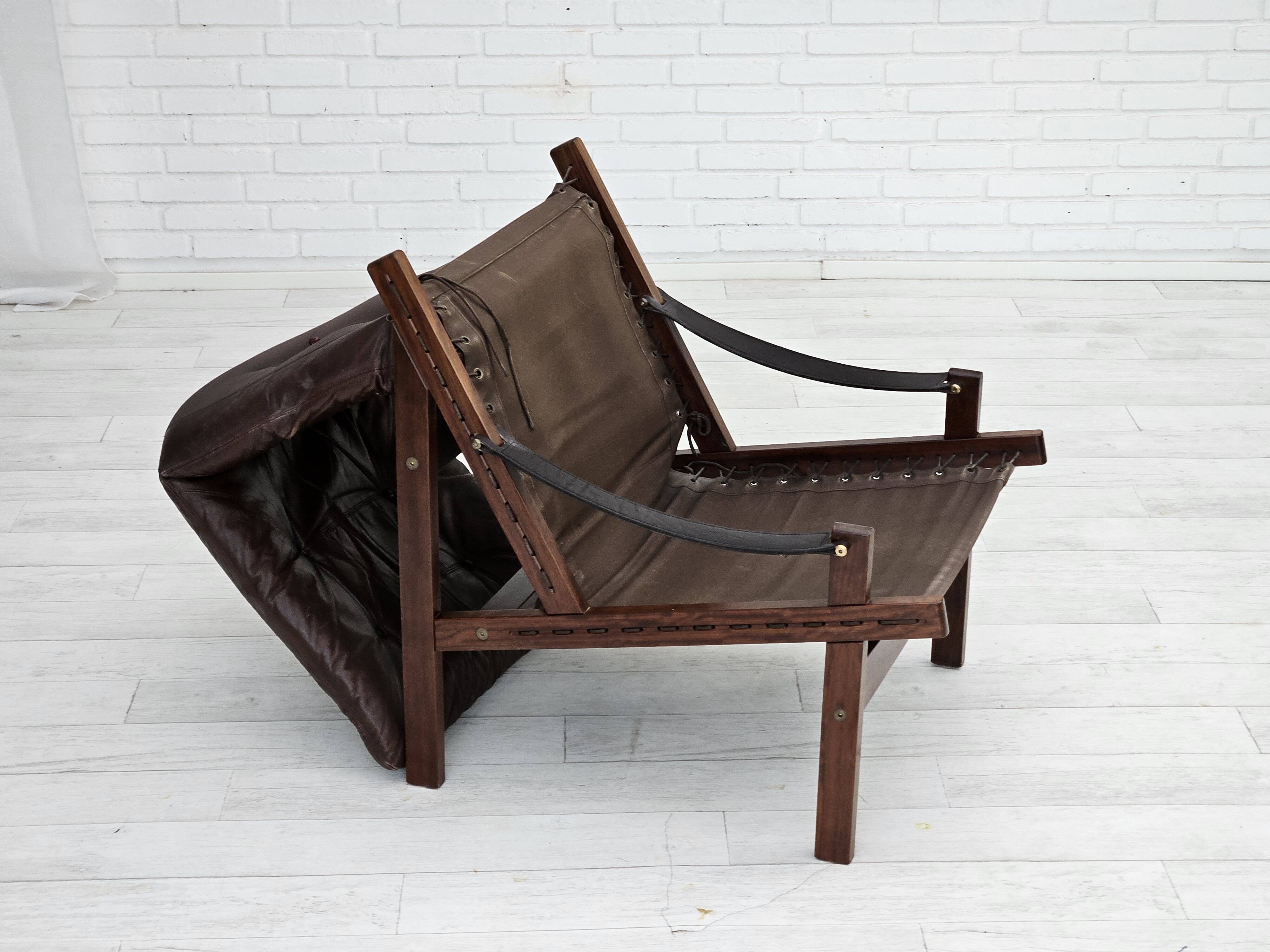 1970s, Norwegian design by Torbjørn Afdal, "Hunter" chair, leather.