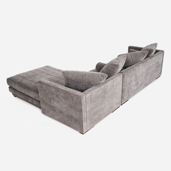 Canapé d’angle gris, design scandinave