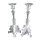 Pair of pressed molded glass candlesticks from Val St Lambert model Griffon