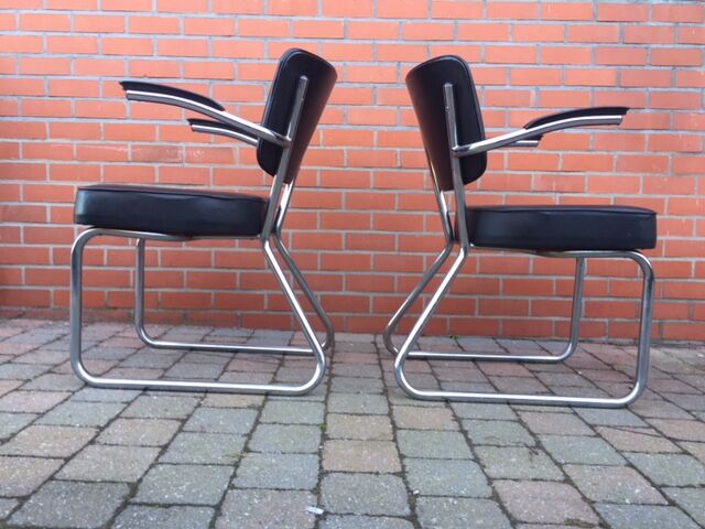 Pair of tubular chairs fana gispen 60s