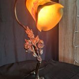 Unsigned wrought iron and tulip lamp (city light)