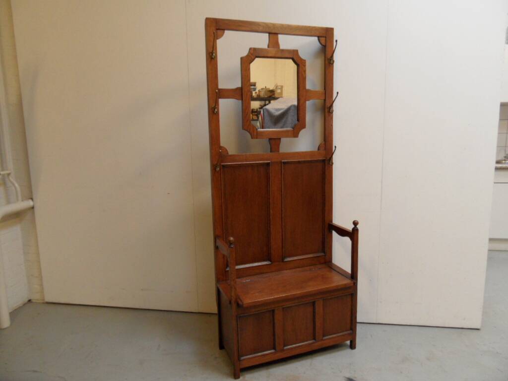 Antique oak entrance bench