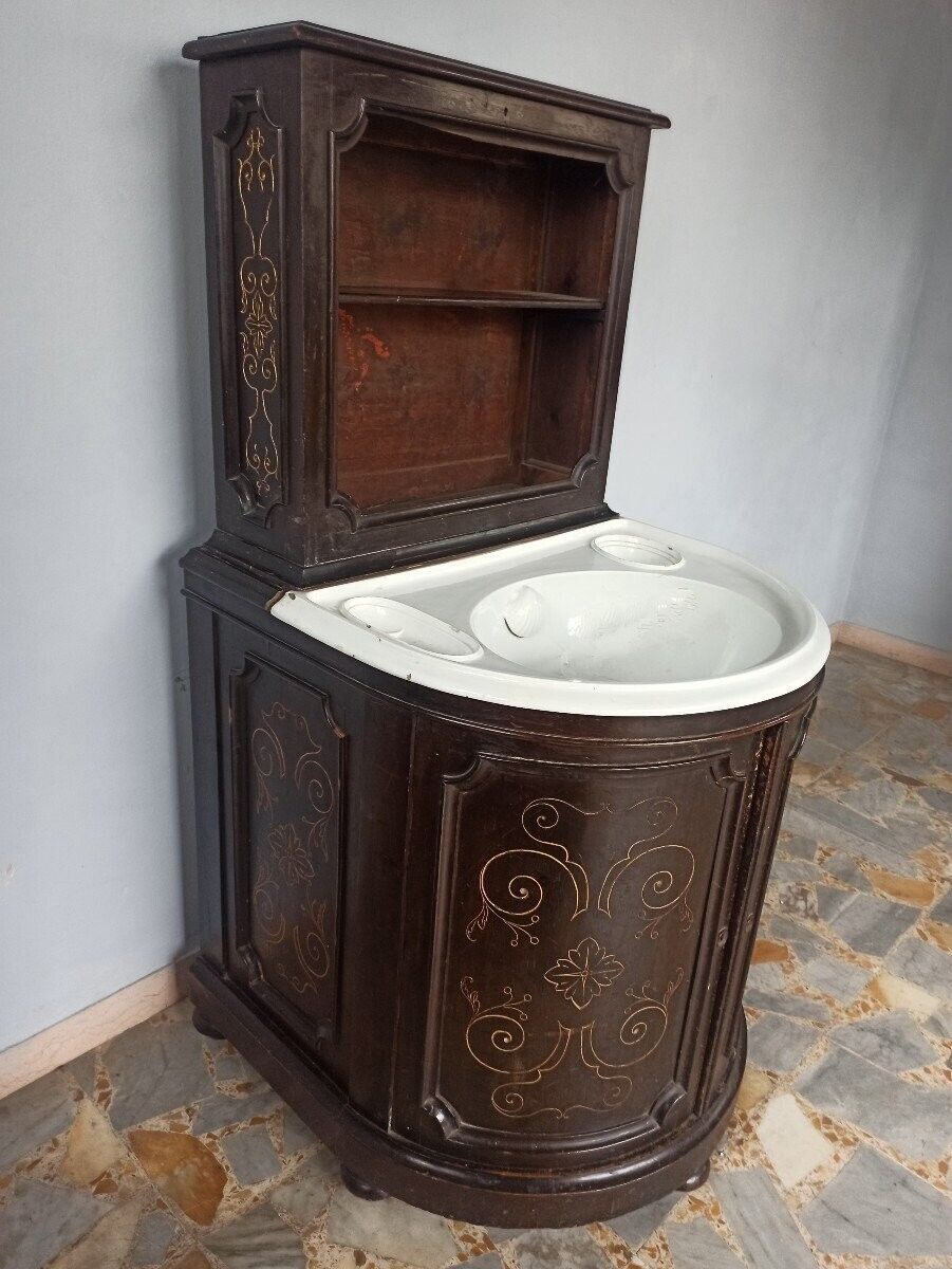 Washbasin cabinet Italy 19th century ceramic Ginori Tuscany Napoleon III