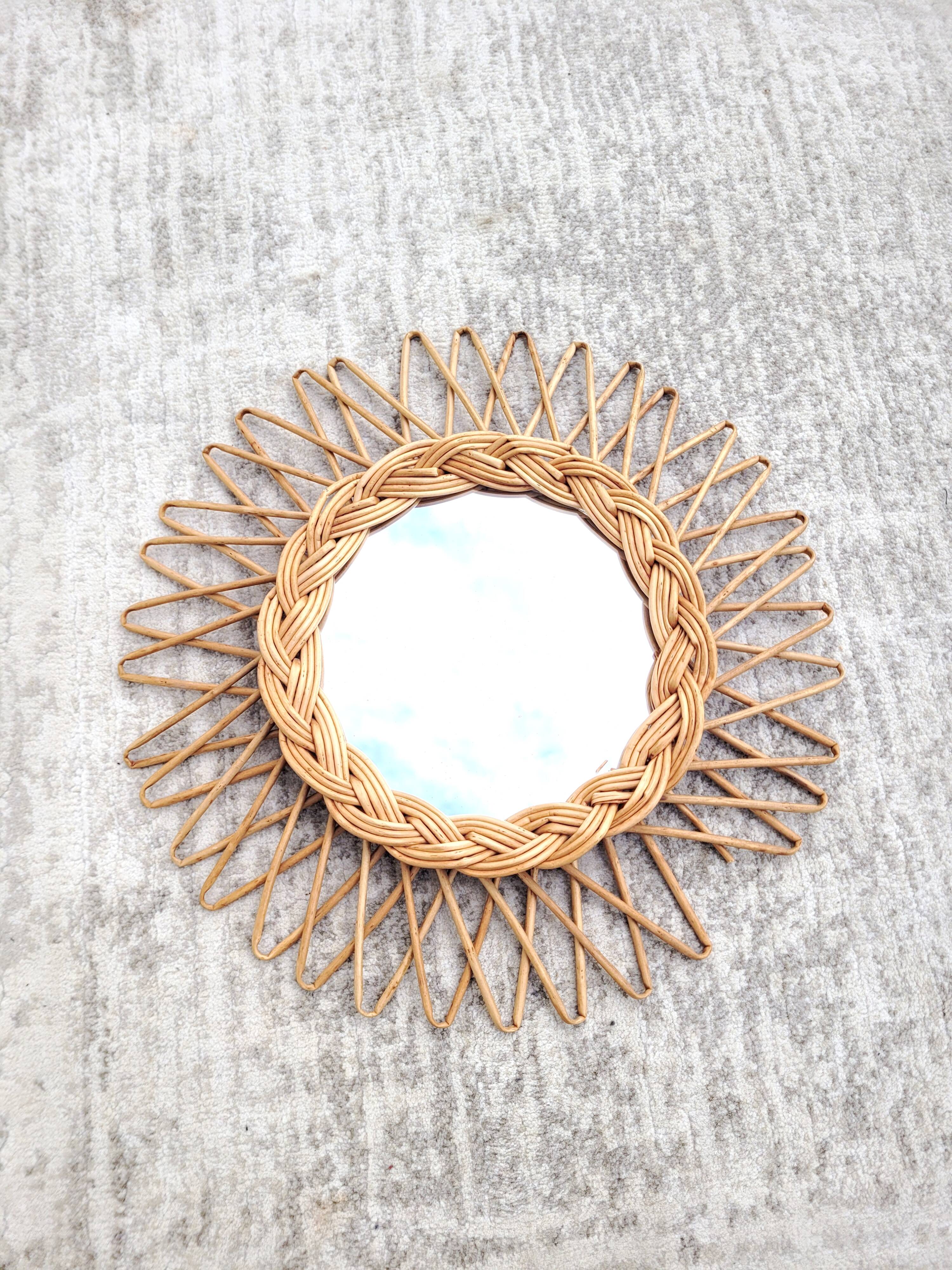 Small rattan sun mirror 1970
