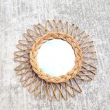 Small rattan sun mirror 1970