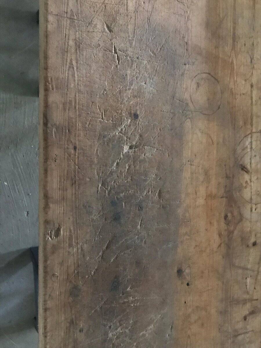 Antique industrial butcher's table in brown and black metal - Hungarian workbench circa 1900