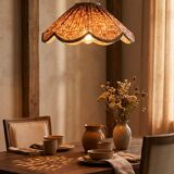 Suspension with printed floral design Françoise "auburn flowers"