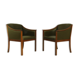 Pair of Leather Lounge Chairs by Ole Wanscher, 1950s