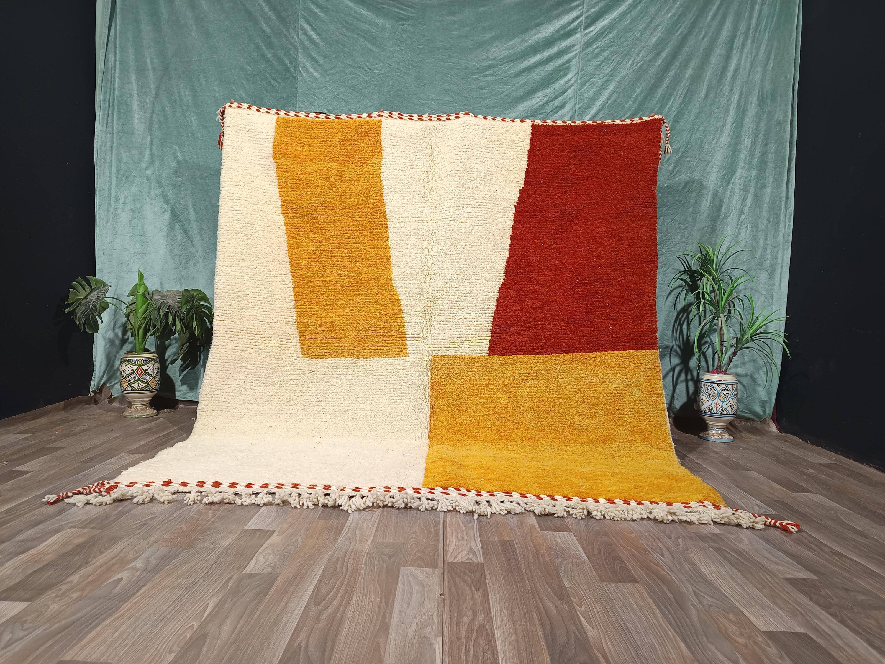 Berber rug natural wool Morocco 3 x 2 m