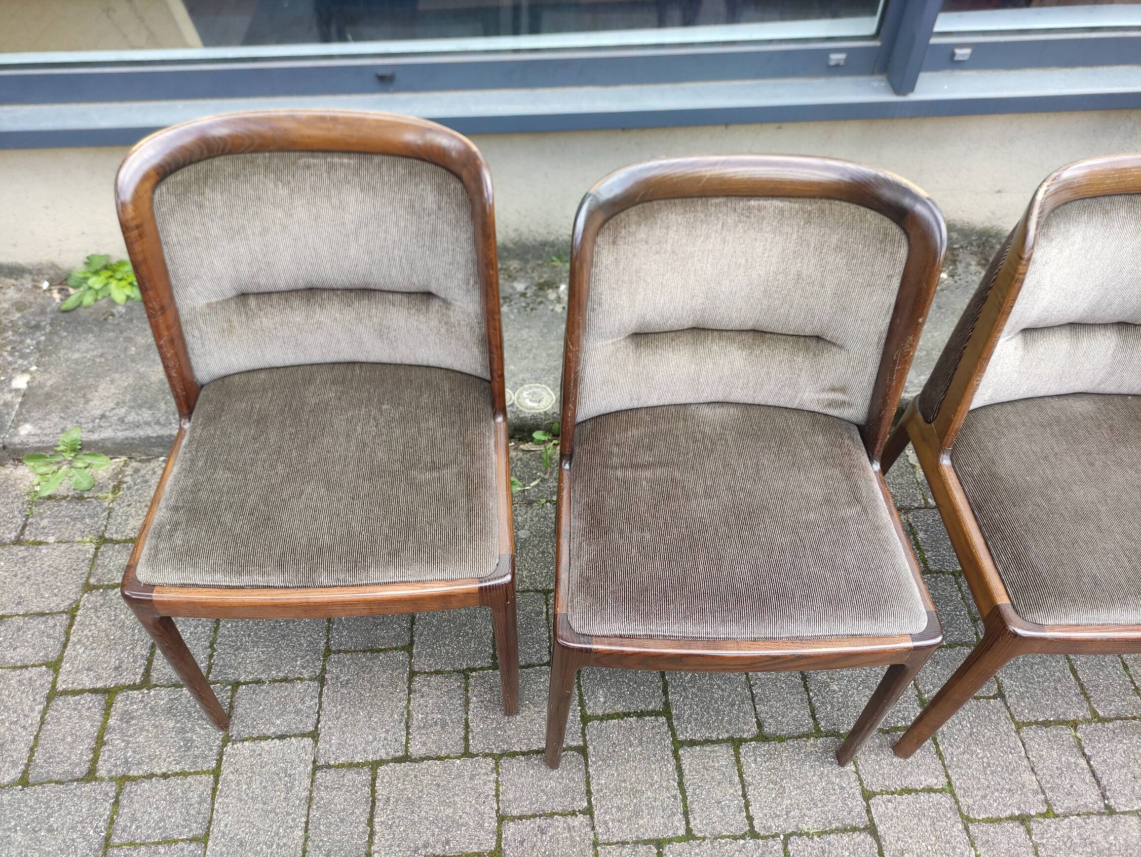 Set of 4 Dining Room Chairs - Dark Wood - Fabric - Scandinavian
