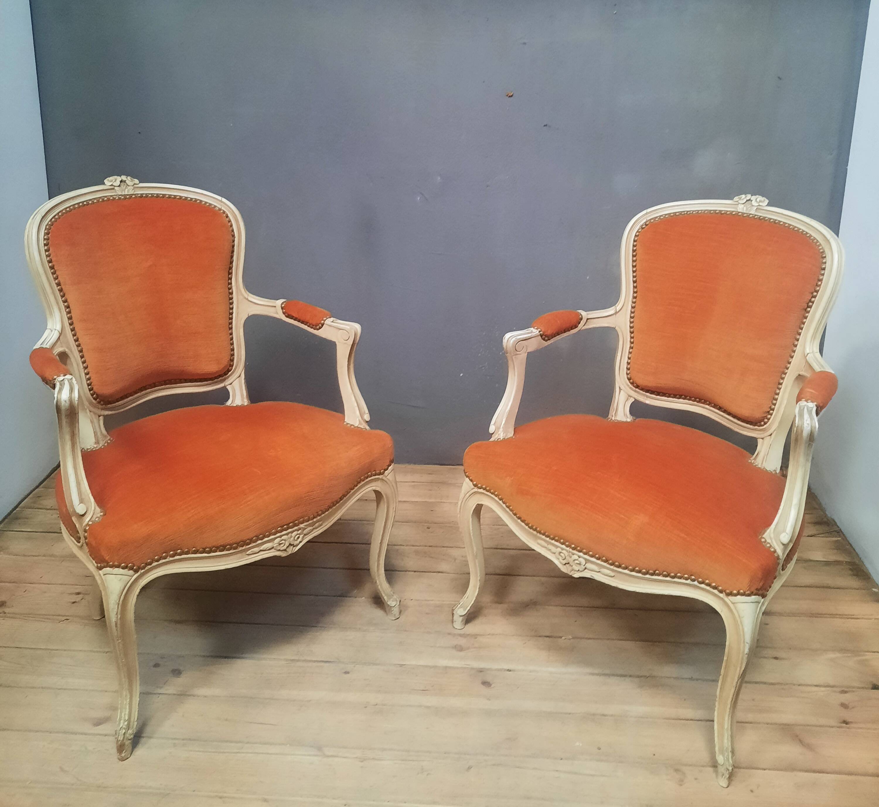 Pair of Louis XV "cabriolet" armchairs