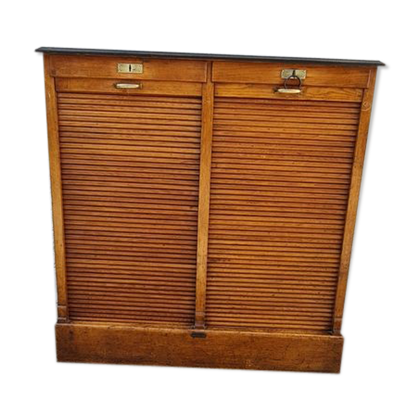 Double filing cabinet with oak curtain circa 1930