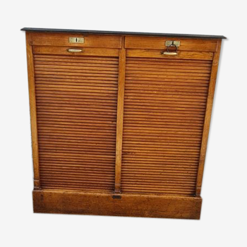 Double filing cabinet with oak curtain circa 1930