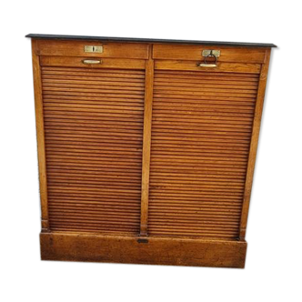 Double filing cabinet with oak curtain circa 1930