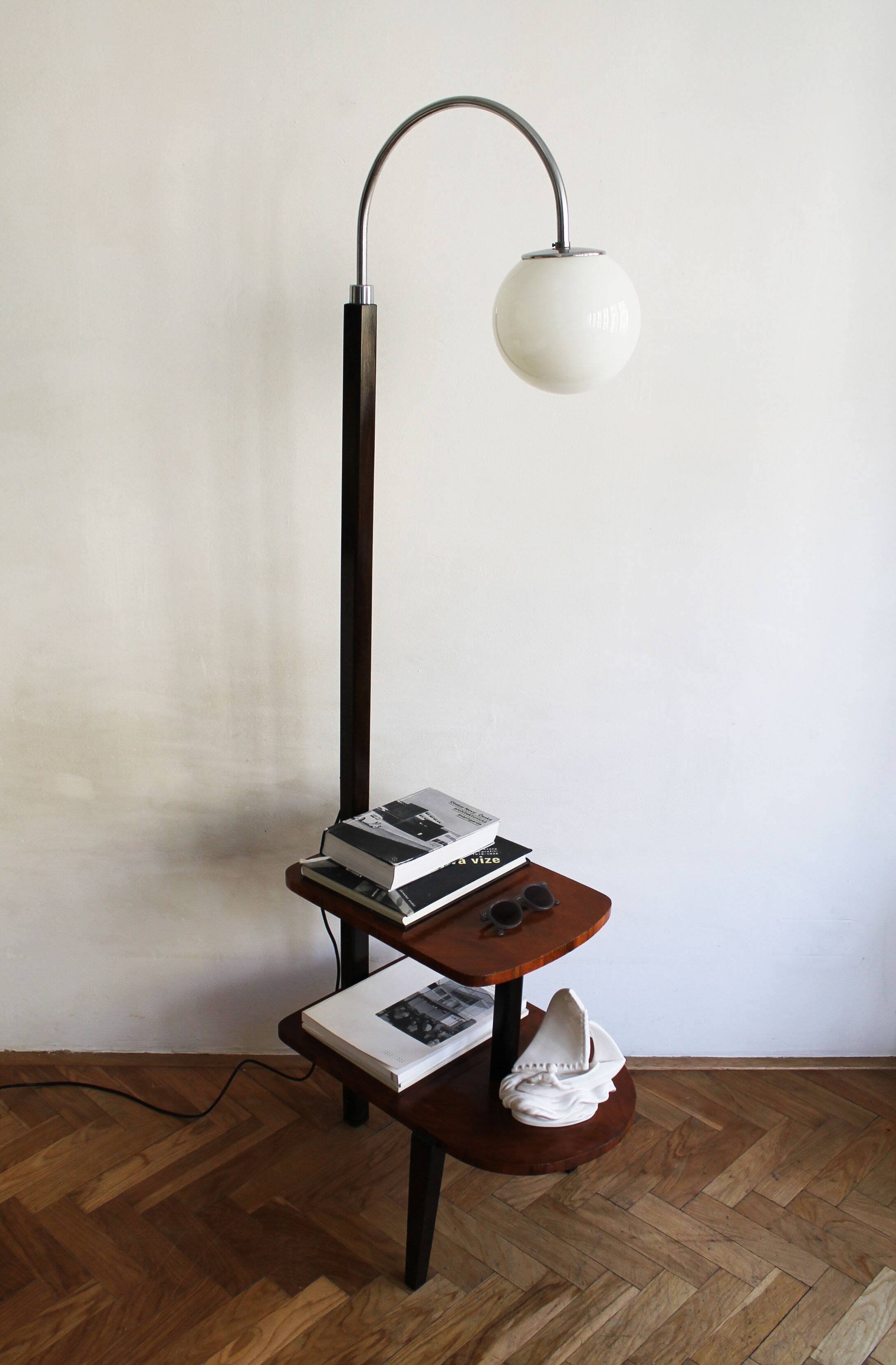 1950s Modernist Floor Lamp with Shelves