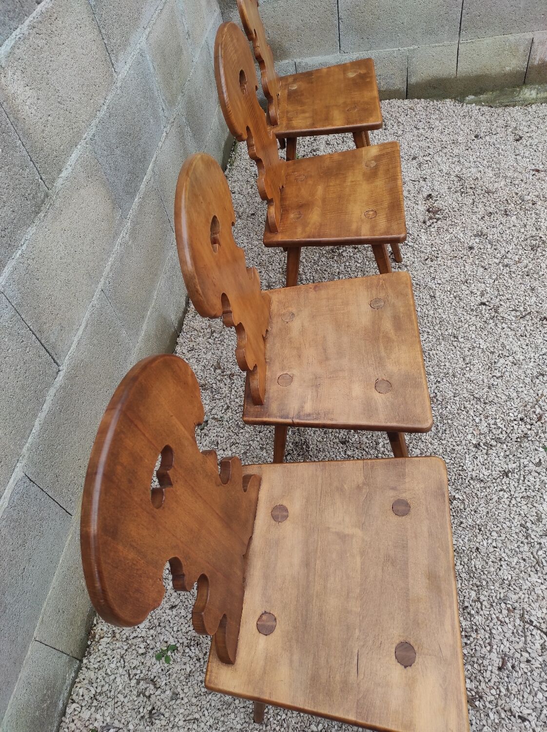 Set of 4 mountain chairs or blond wood chalet chairs