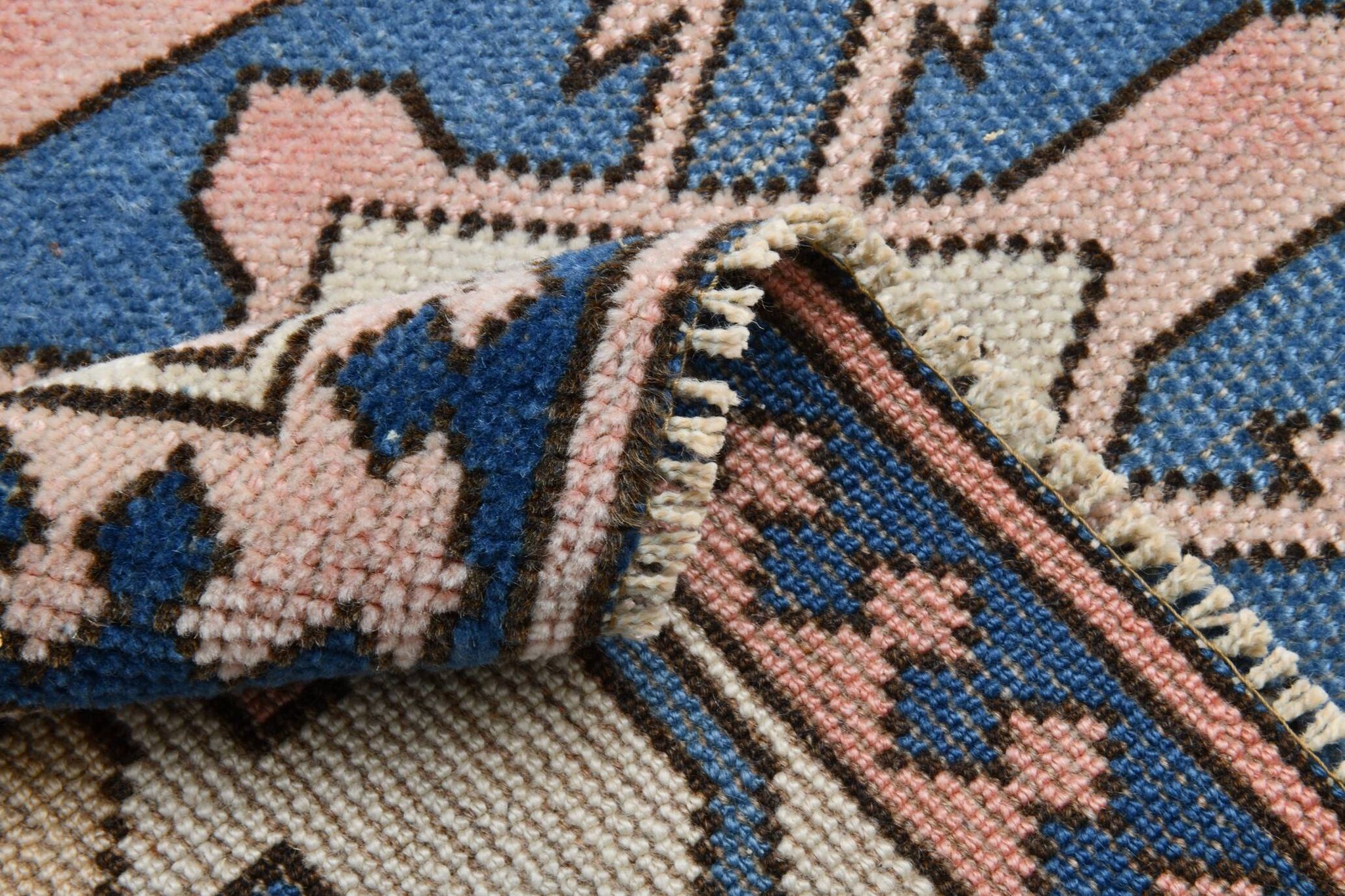 3x10 Pink & Blue Oushak Runner Rug 80x325Cm SK 22171