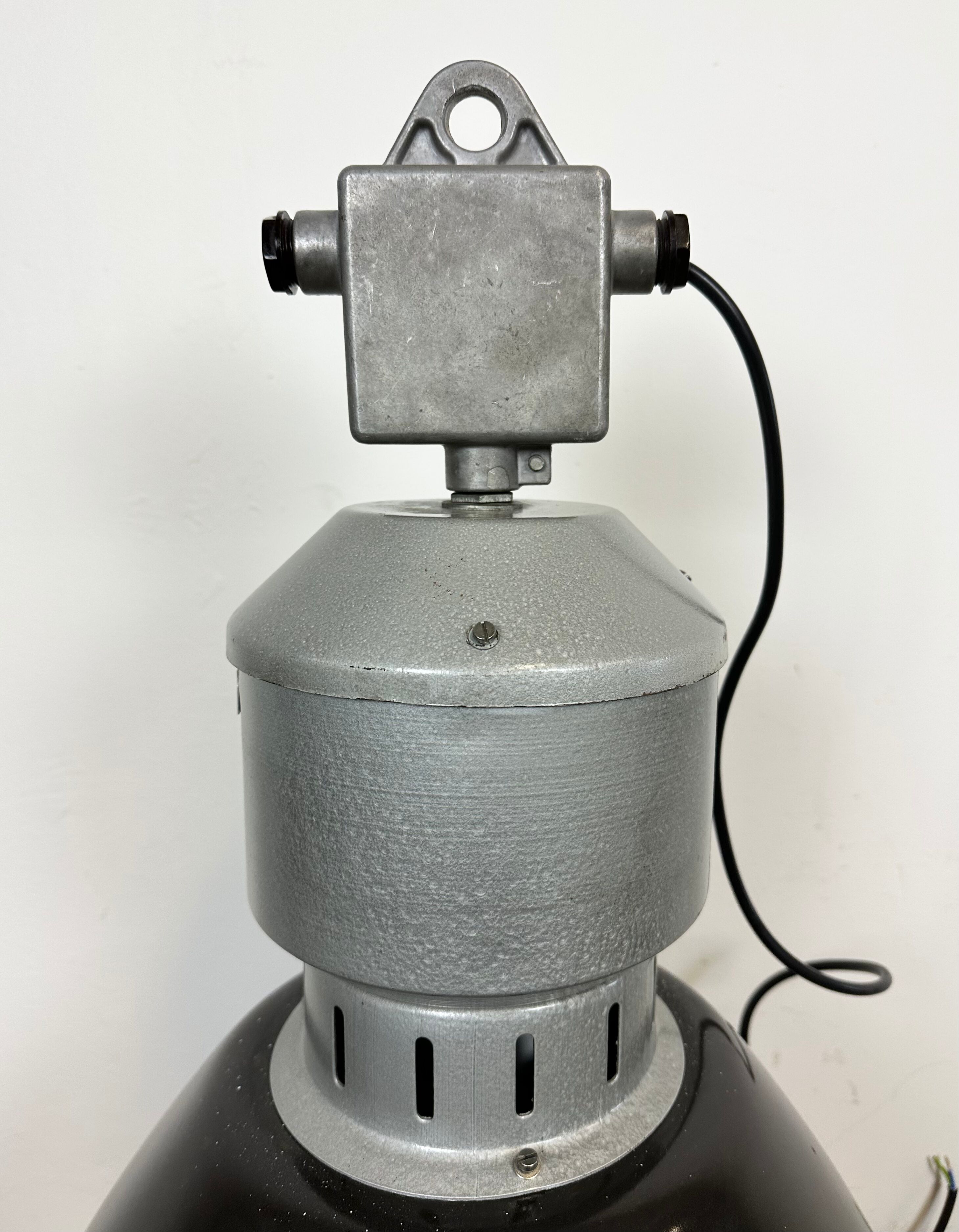 Industrial black enamel pendant lamp from Elektrosvit 1960s