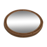 Miroir en rotin rond vintage 1950 29cm