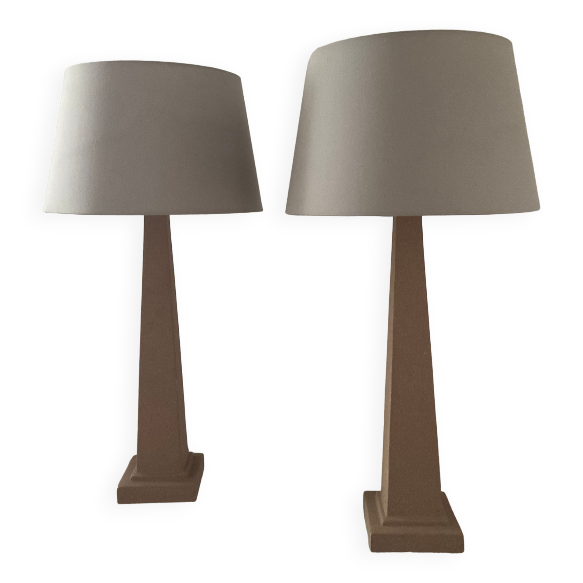 Pair of vintage terracota ceramic column lamps