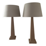 Pair of vintage terracota ceramic column lamps