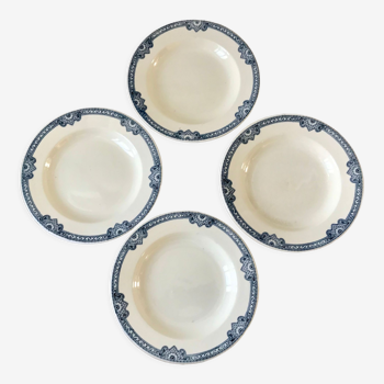 Lot de 4 assiettes creuses Terre de Fer Salins modèle Jumièges fin XIXème