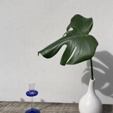 Bougeoir en verre soufflé bleu