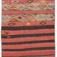 Tapis kilim vintage turc rayé rouge et marron, 87x127 cm