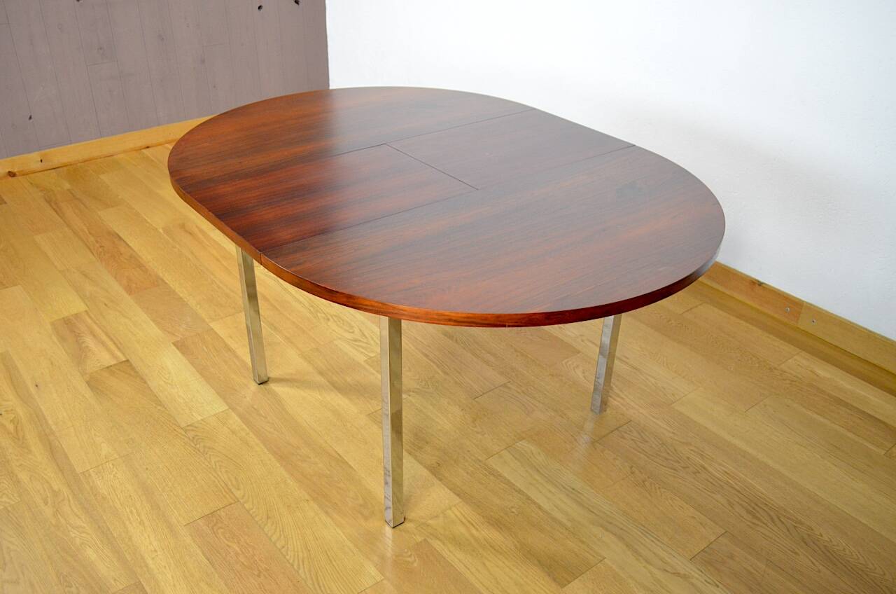 Table de repas en palissandre et chrome 1960