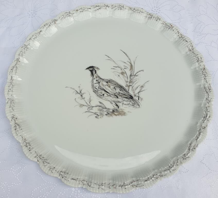 Hand-painted pheasant dish porcelain Au Vase Etrusque Paris