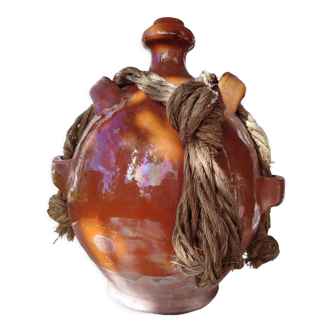 Old Provençal terracotta jug jar glazed terracotta with handles