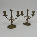 Paire de chandeliers 2 feux en bronze, XIXe