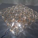Large gold-plated and crystal glass flush mount from Kinkeldey, Germany, 1970s.