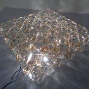 Large Gold-Plated & Crystal Glass Flush Mount from Kinkeldey, Germany, 1970s