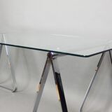 chrome trestle table