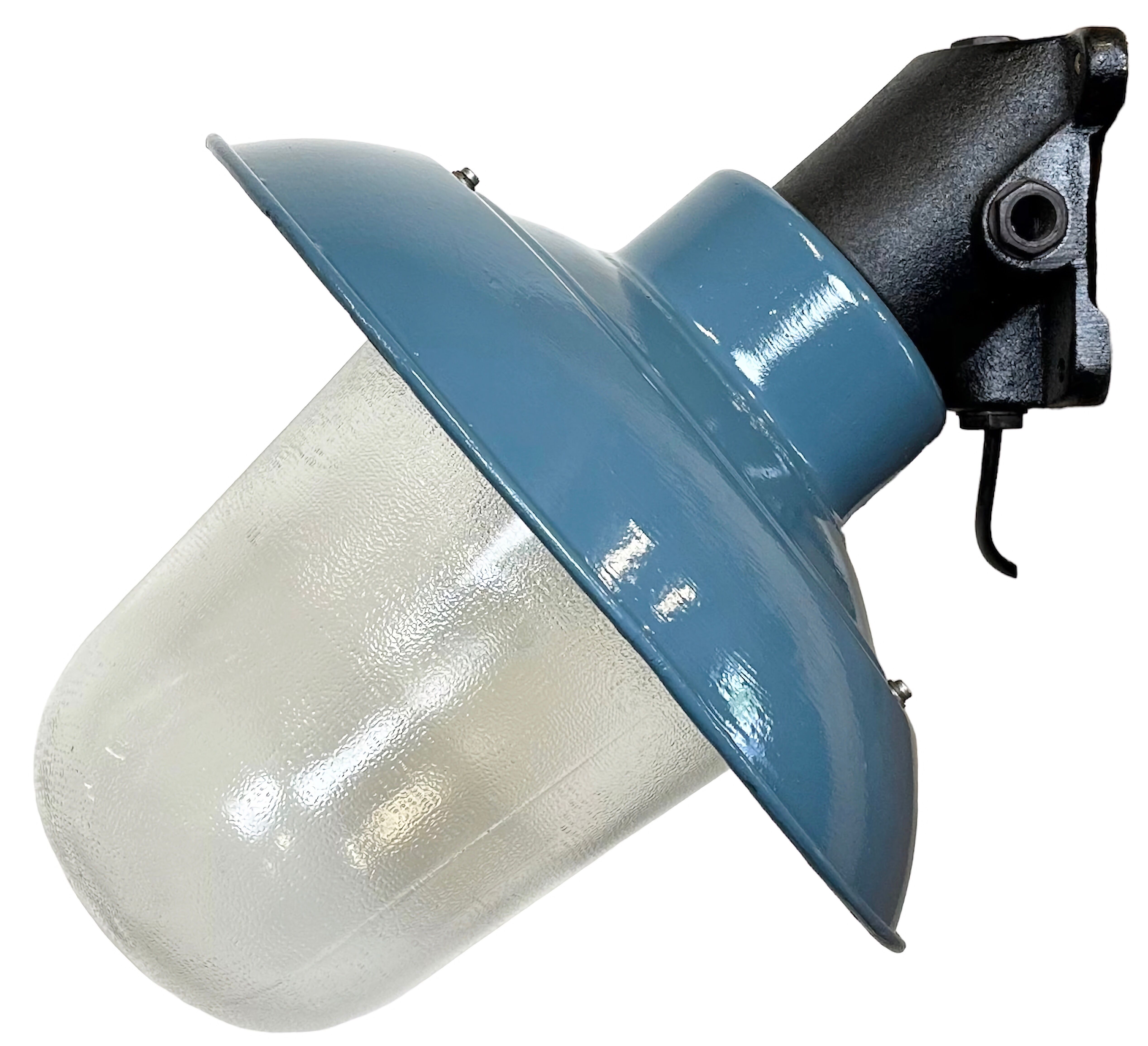 Industrial Blue Painted Factory Lamp Wall Light from Elektrosvit, 1960s