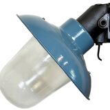 Industrial Blue Painted Factory Lamp Wall Light from Elektrosvit, 1960s