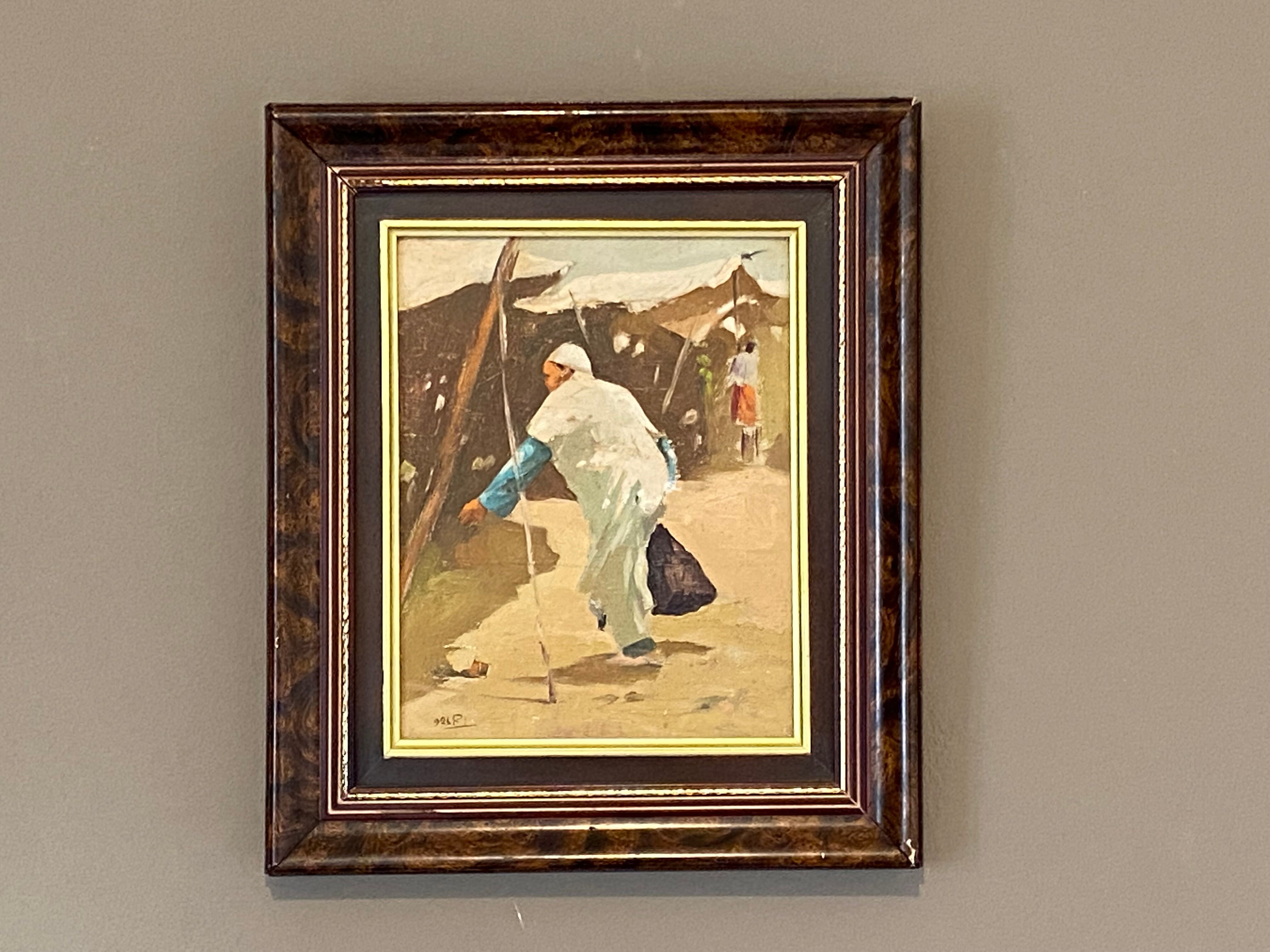 Orientalist painting. Framed oil. 1940 60.