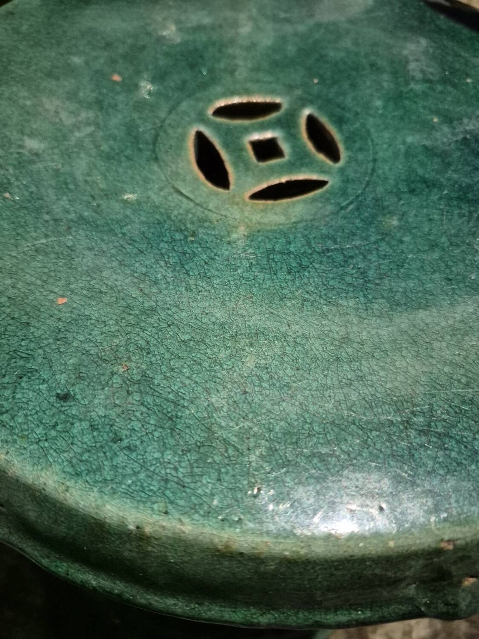 Chinese garden stool ceramic green glaze stoneware