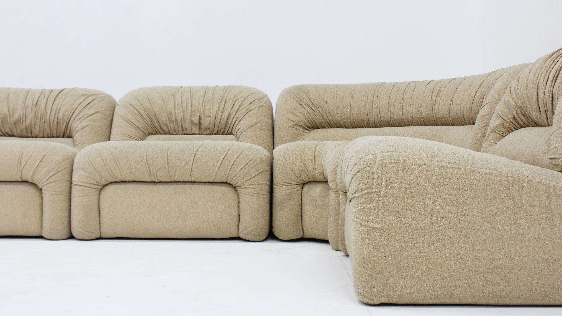 Canapé modulaire incurvé italien vintage des années 1970, ensemble de 5