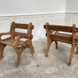 Paire de fauteuils brutalistes en teck