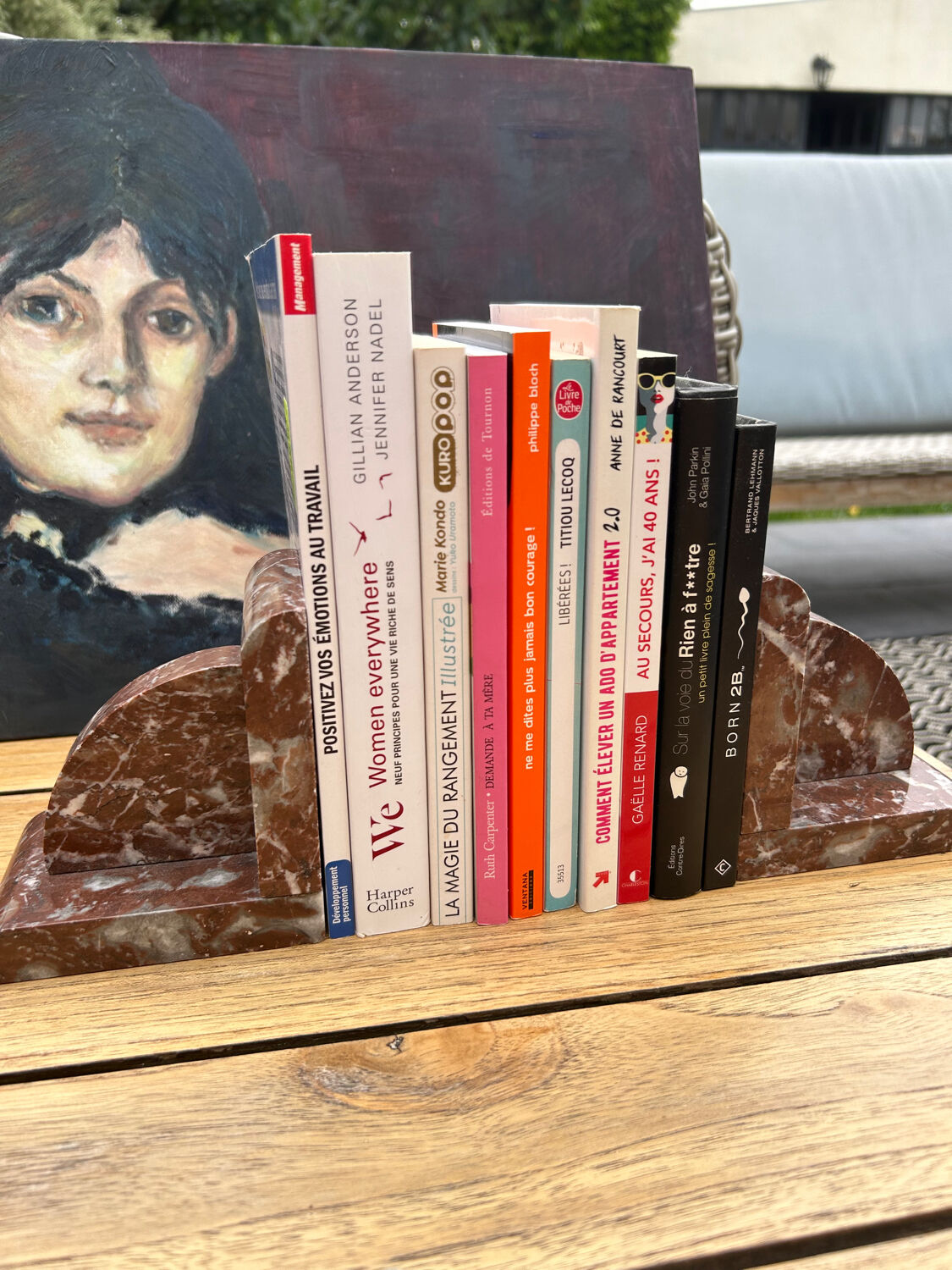 Pair of art deco marble book ends