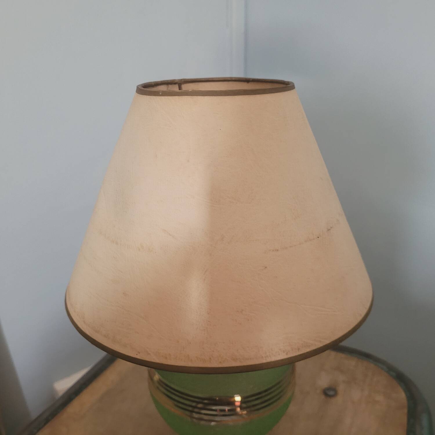 50s lamp with granite glass and gold trim