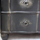 Victorian style black patinated crossbow chest of drawers